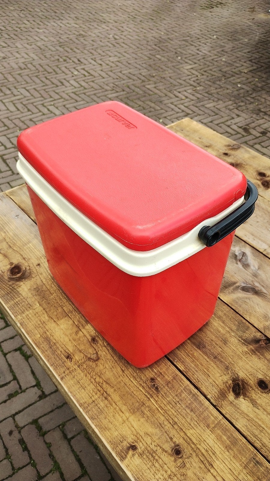 Rode retro Curver koelbox - Gebruikt, Ophalen of Verzenden, Gebruikt, Koelbox, Koelelement