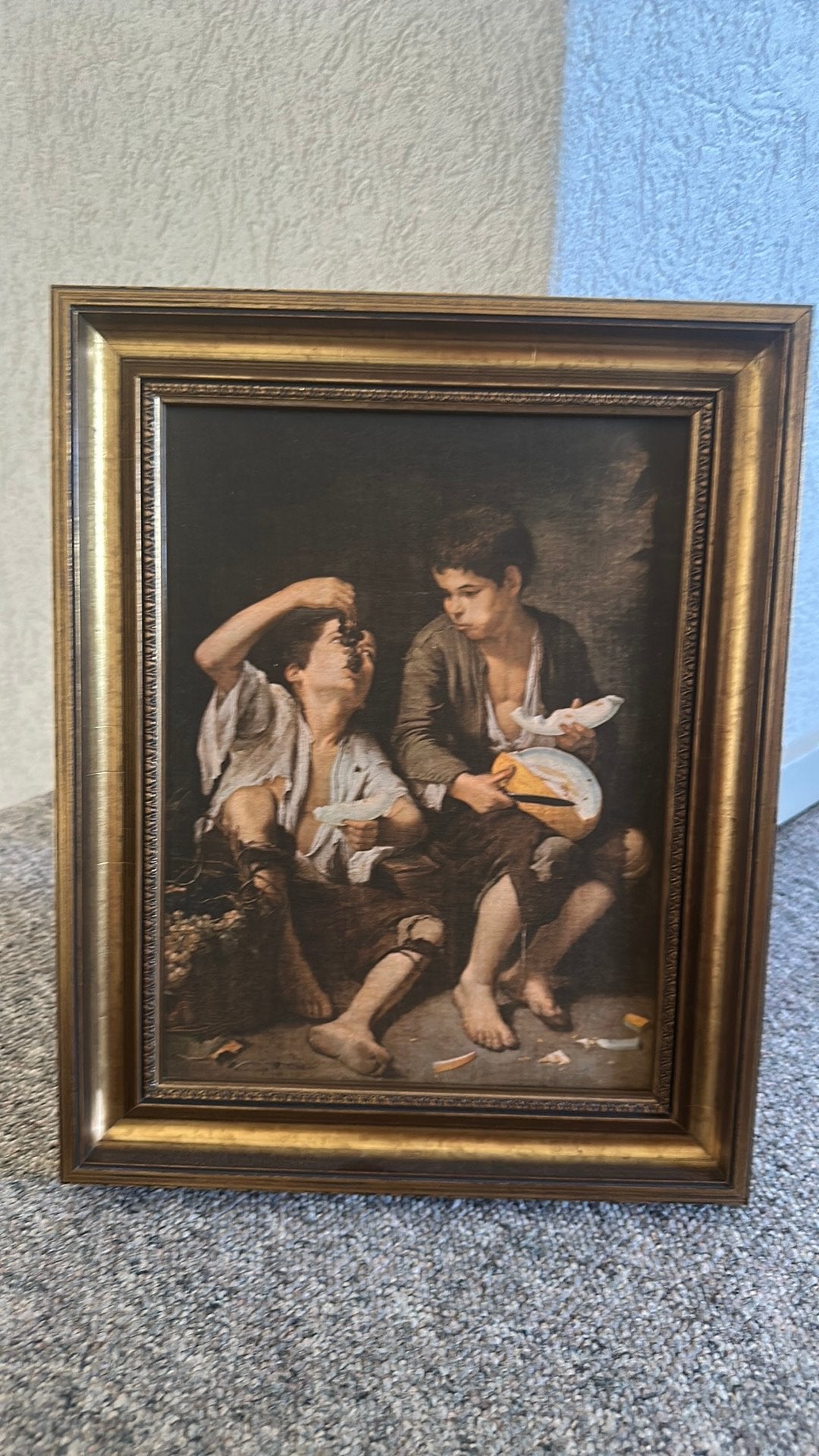 Sfeervol Ingelijst Schilderij 'De Druiven- en Meloeneters', Antiek en Kunst, Kunst | Schilderijen | Klassiek, Ophalen