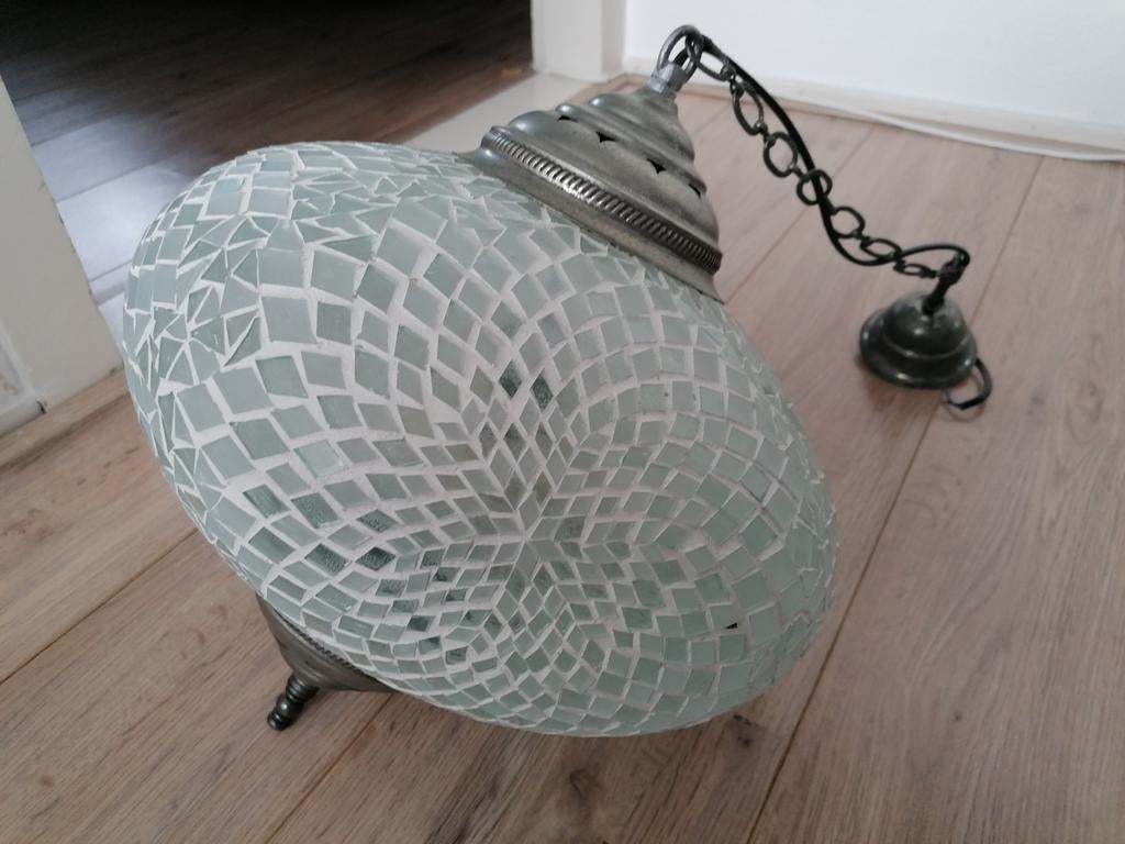 Oosterse hanglamp, Ophalen, Zo goed als nieuw, Glas, Minder dan 50 cm