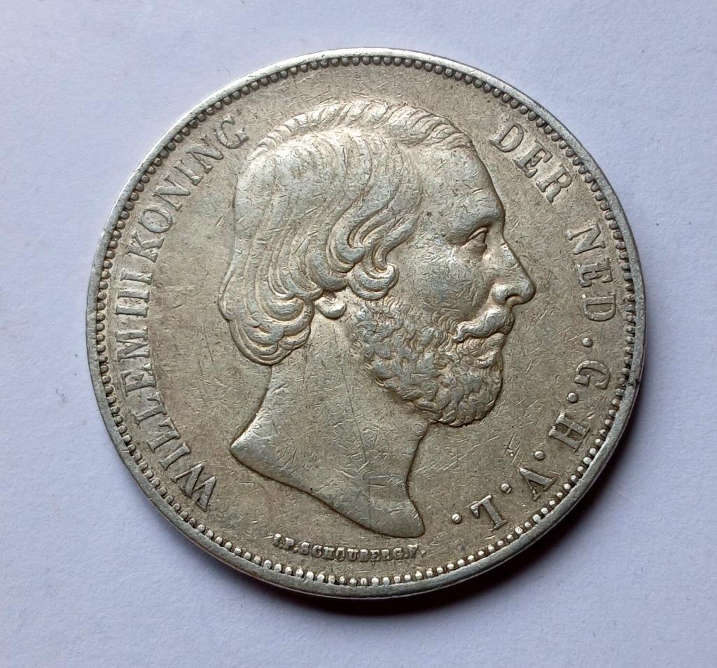 2½ Gulden 1874, Koning Willem III, Verzenden, Zilver, Losse munt