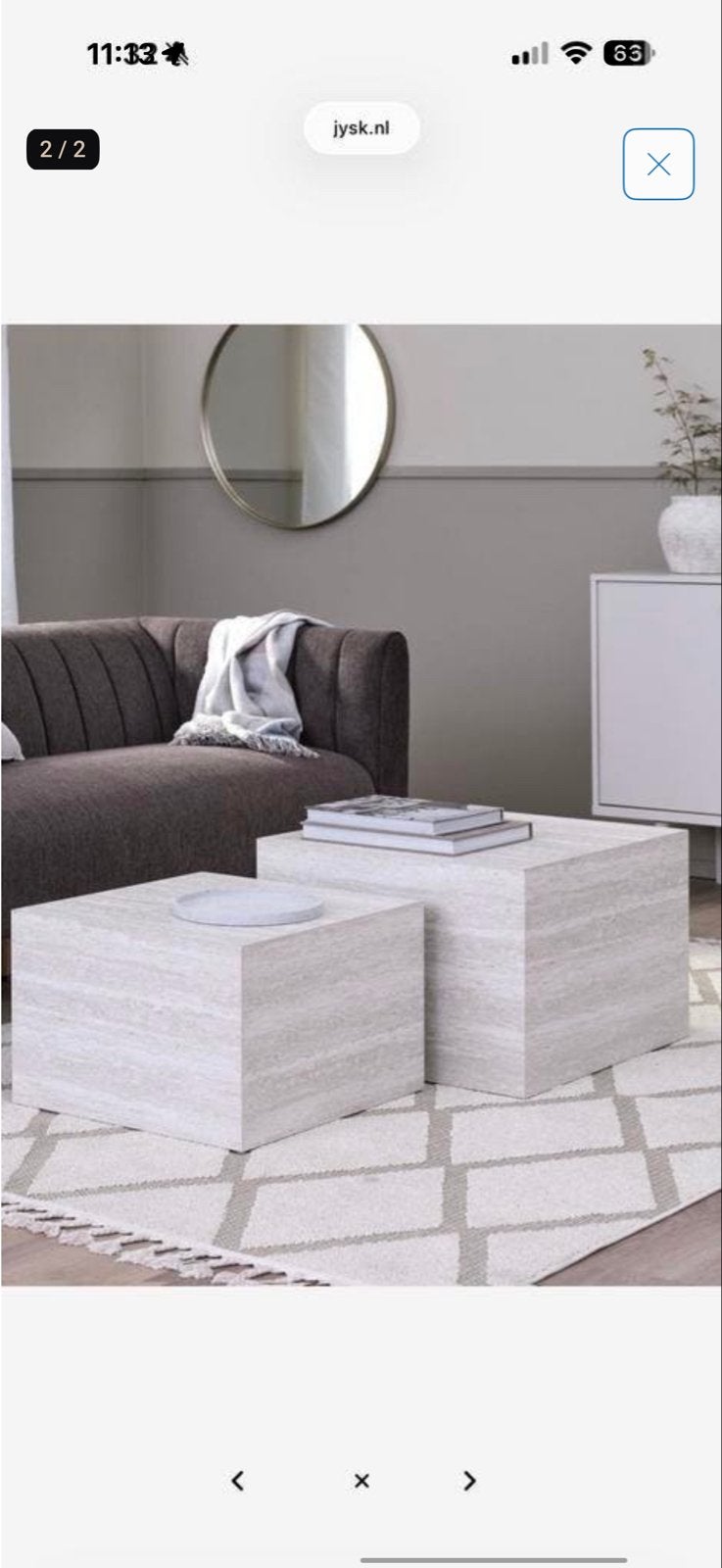 Set van 2 moderne salontafels, wit/beige/licht grijs, Huis en Inrichting, Tafels | Salontafels, Ophalen of Verzenden, Zo goed als nieuw