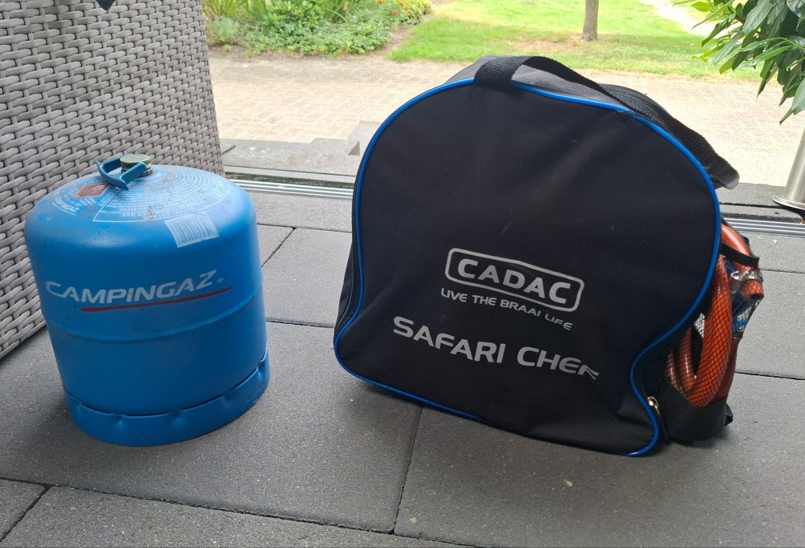 Cadac Safari Chef 6547F BBQ/Grill/Kooktoestel met gasfles, Ophalen of Verzenden, Zo goed als nieuw, Cadac