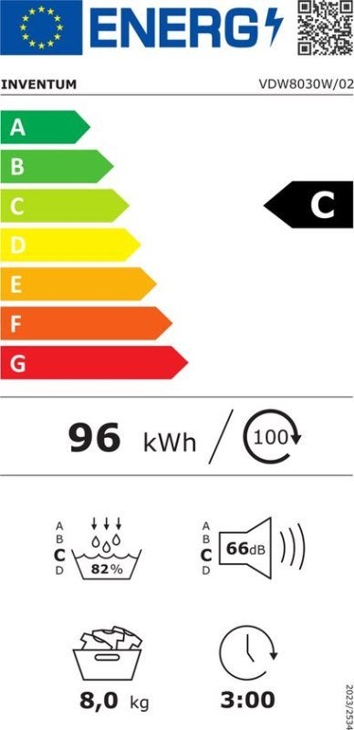 Inventum warmtepompdroger VDW8030W - 8kg, Witgoed en Apparatuur, Minder dan 85 cm, Inventum Huishoudelijke Apparaten B.V., Meander 901 6825 MH Arnhem