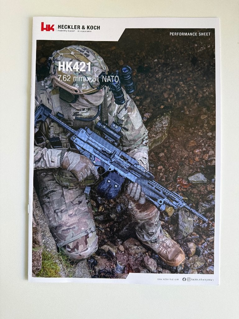 Brochure Heckler & Koch HK421 machinegeweer, Ophalen of Verzenden, Landmacht, Overige gebieden, Boek of Tijdschrift
