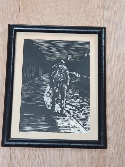 houtsnede Johan Daniel Bauer De stem van het water, Antiek en Kunst, Ophalen