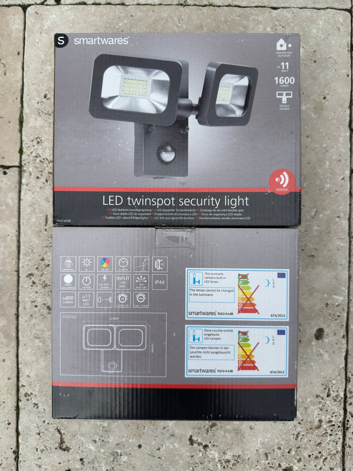 Smartwares LED Twinspot Beveiligingslamp met Sensor, Ophalen of Verzenden, Nieuw, Minder dan 50 watt, Lamp met armatuur