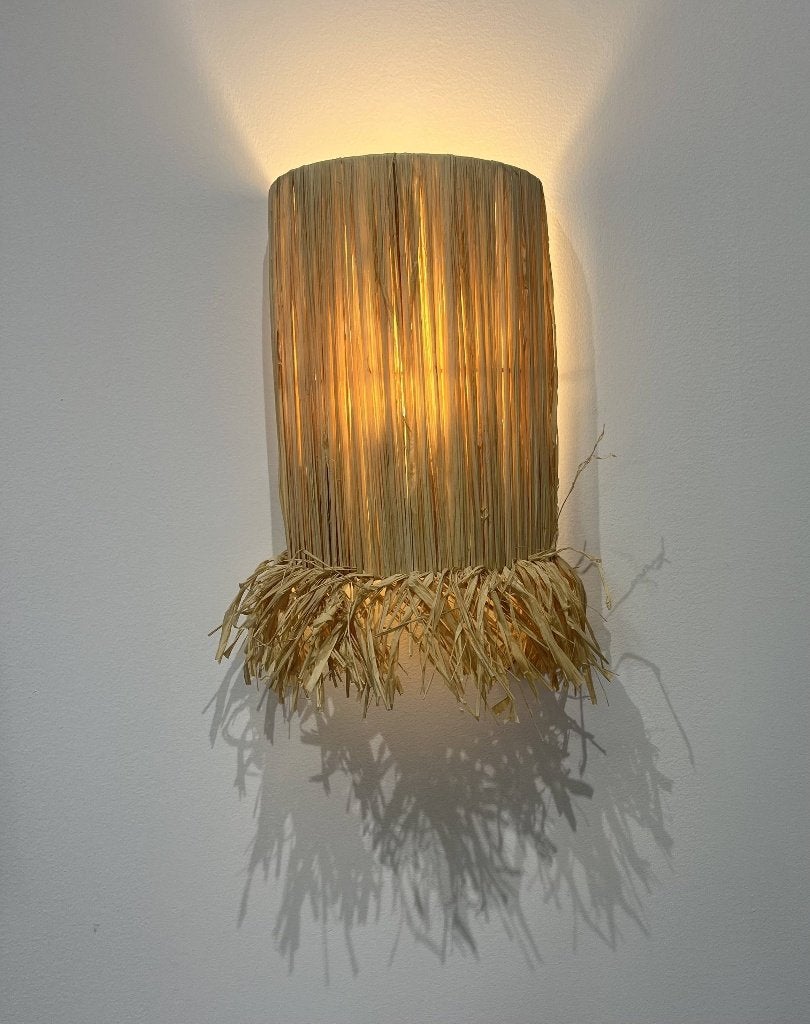 Bellver wandlamp raffia SKLUM (5 stuks), Natuurlijk materiaal, Zo goed als nieuw, Wandlamp, E27 (groot)