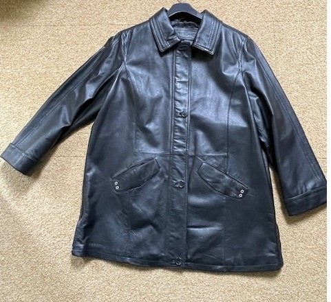 Leren dames jas ( 1 keer gedragen ), Zwart, Maat 46/48 (XL) of groter, Ophalen of Verzenden, Zo goed als nieuw