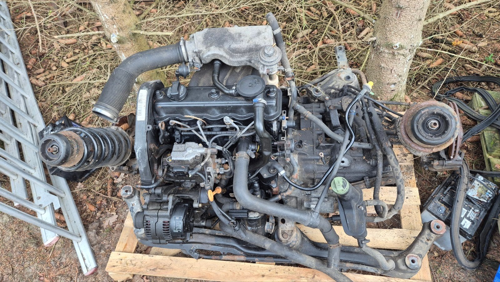 VW Caddy 1.9 SD 64pk 1996 motor + bak + subframe, Ophalen, Gebruikt, Volkswagen