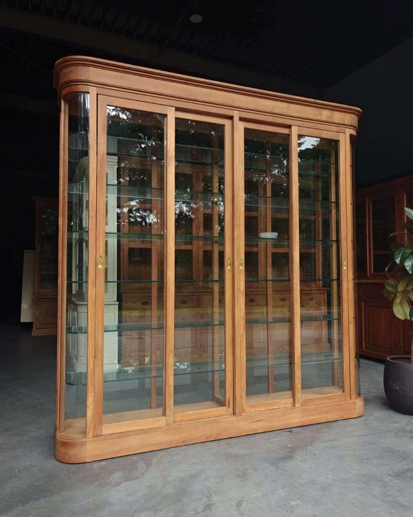 Halfronde antieke winkelvitrine | Museumkast | roomdivider, Huis en Inrichting, Kasten | Buffetkasten, Glas, Gebruikt, Met deur(en)