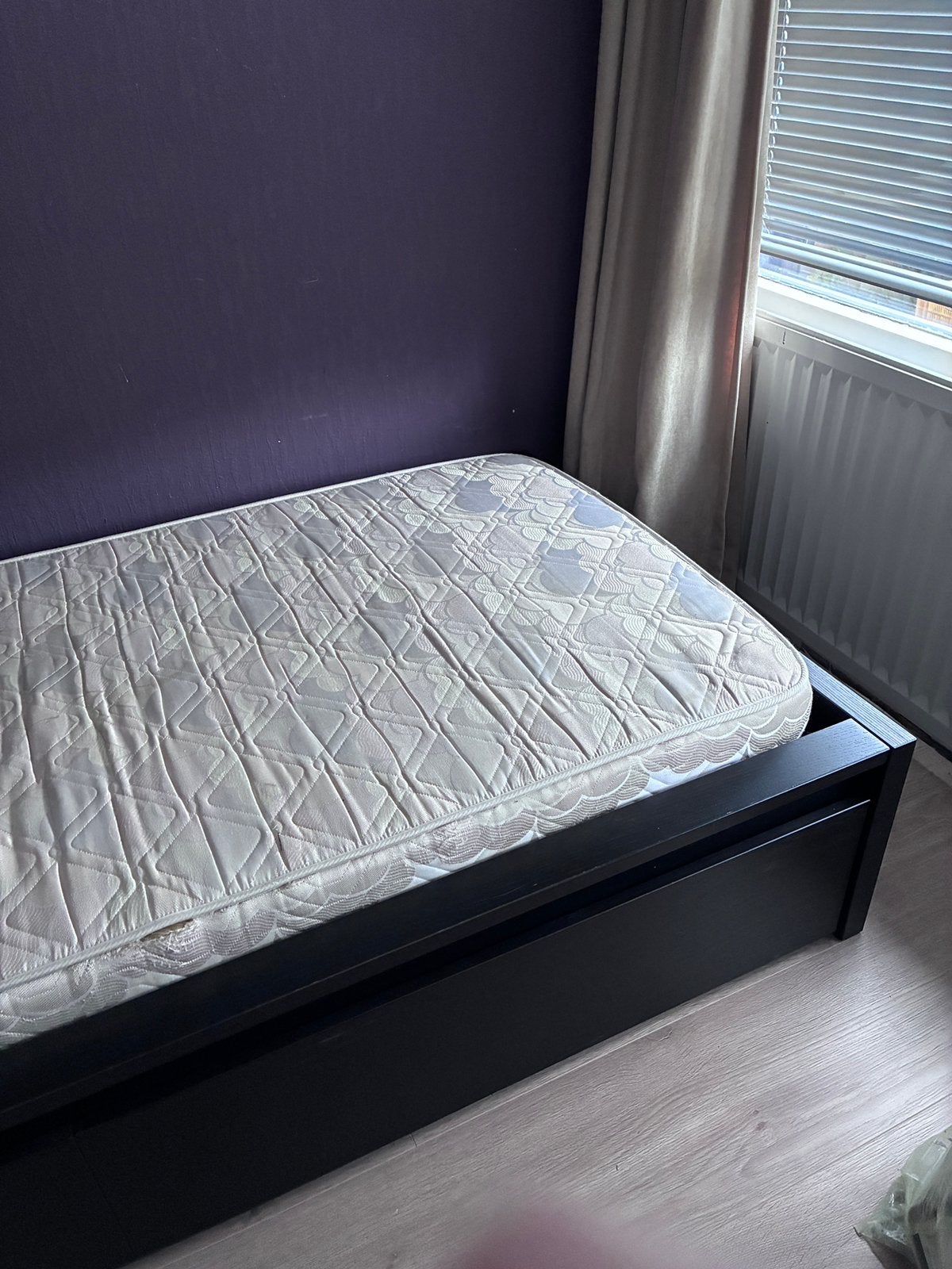 Eenpersoons bed met 2 lades Malm Ikea, Ophalen, 90 cm, Eenpersoons, Zwart