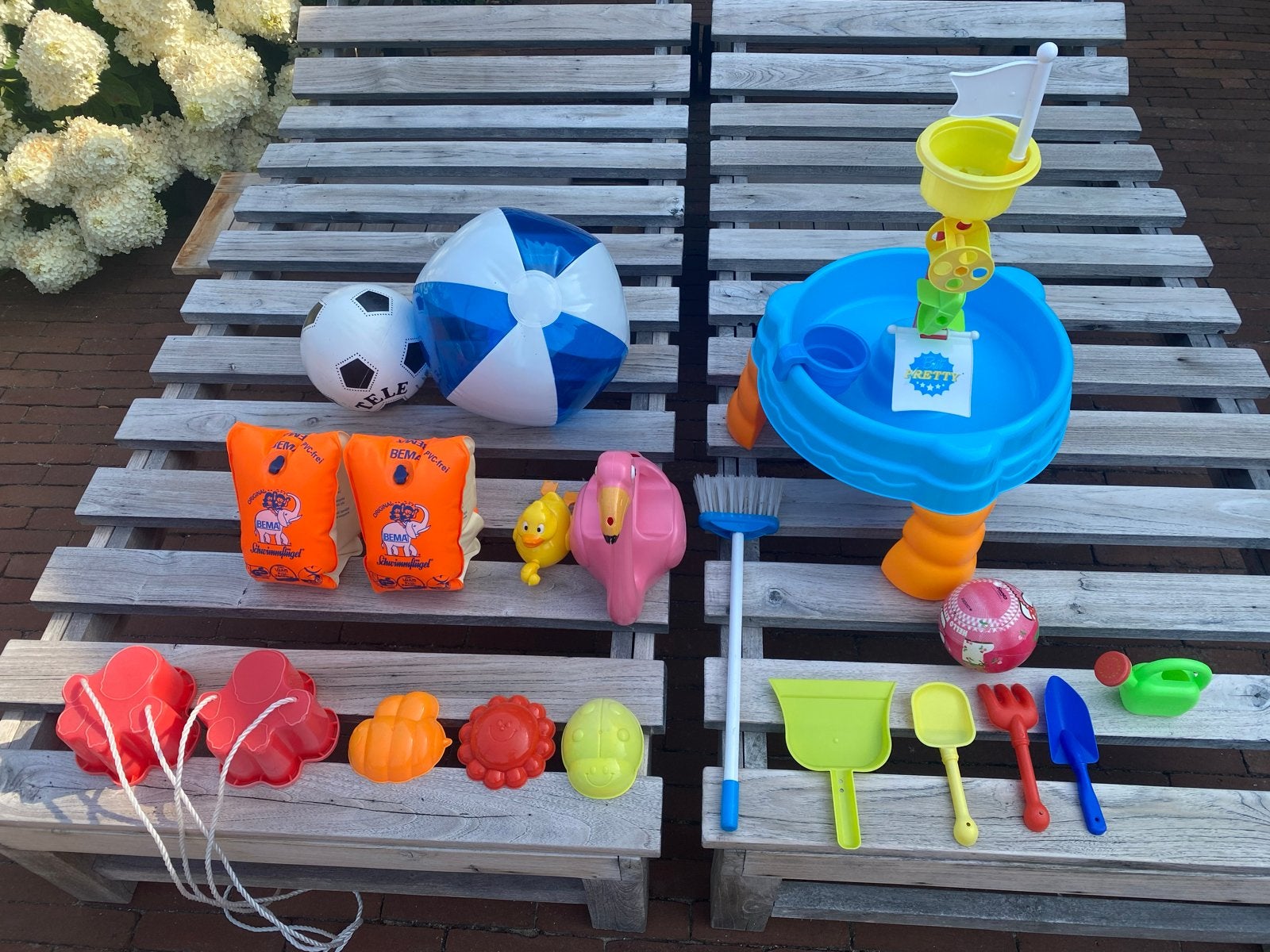 Grote set strandspeelgoed, zwembandjes en waterbaan, Ophalen of Verzenden, Gebruikt