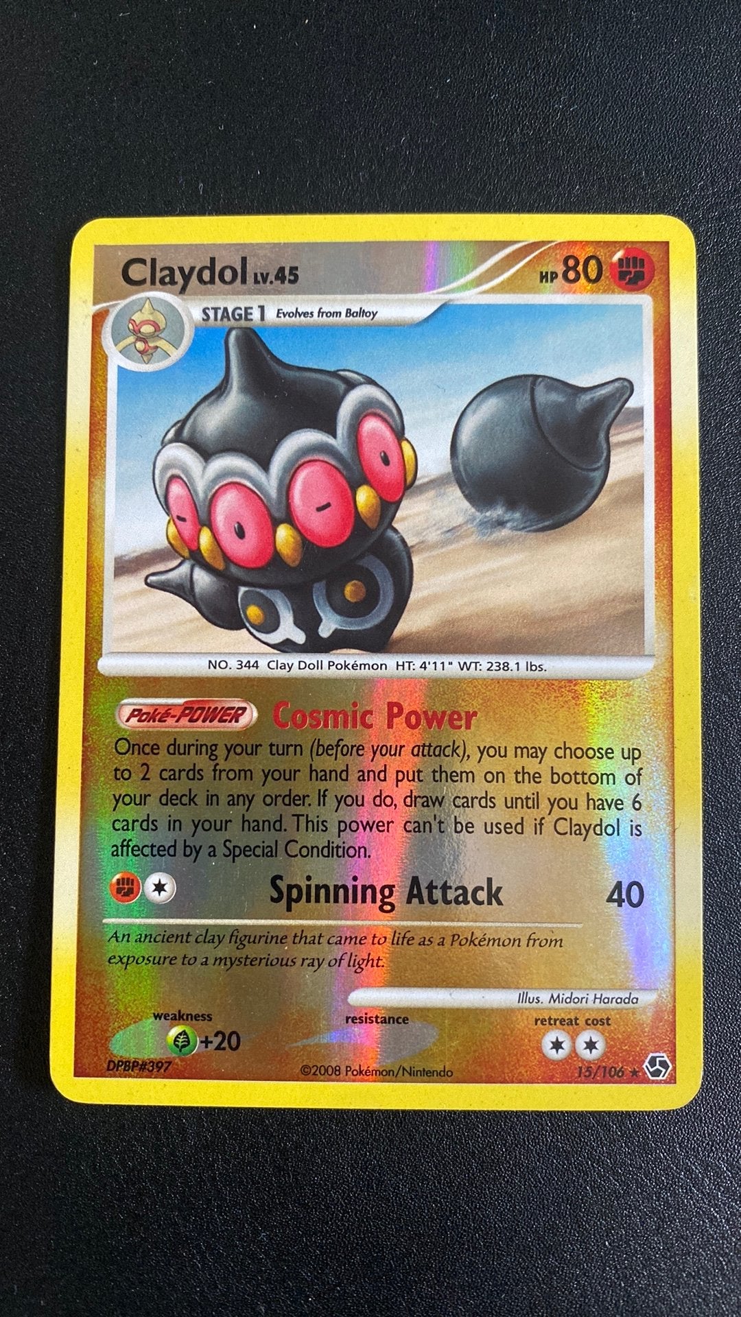 Pokemon claydol lv 45 reverse holo 15/106, Ophalen of Verzenden, Gebruikt, Losse kaart