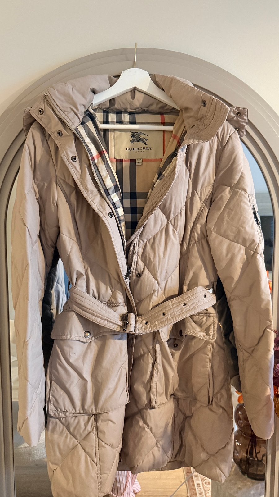 Burberry Jas, Ophalen, Gedragen, Maat 38/40 (M), Beige