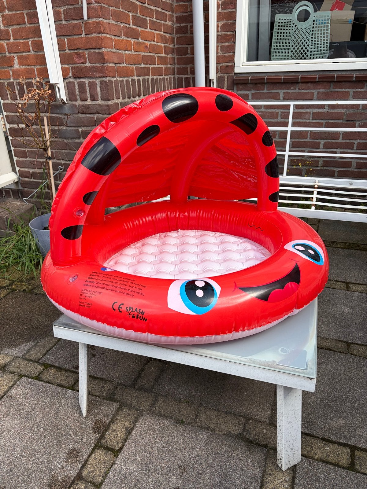Opblaasbaar babyzwembadje met zonnescherm - Lieveheersbeestj, Ophalen, Zo goed als nieuw