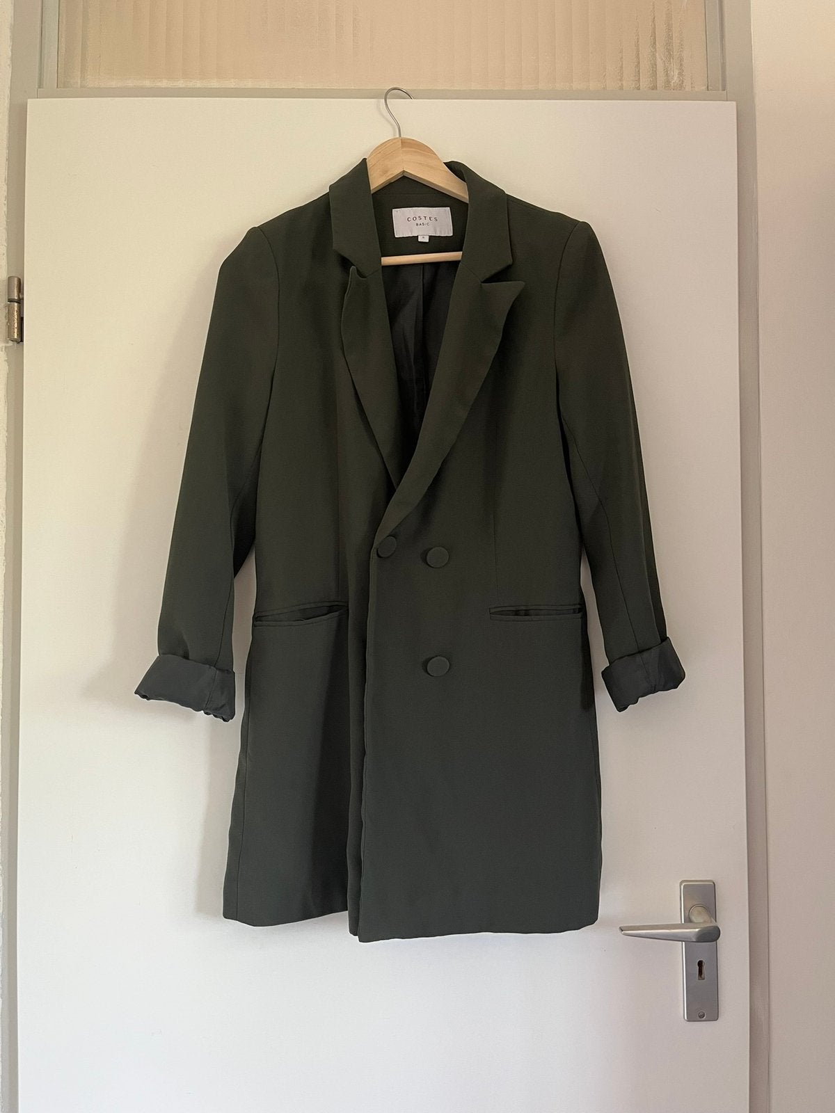 Donkergroene / khaki lange blazer / jasje, maat 36/S Costes, Ophalen of Verzenden, Zo goed als nieuw, Jasje, Maat 36 (S)