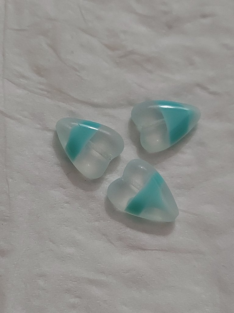 Tsjechische harten aqua groen glaskralen, Verzenden, Nieuw, Kraal