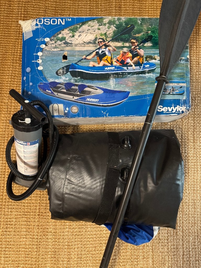 Sevylor Hudson opblaas kano 3 pers, Watersport en Boten, Ophalen of Verzenden, Zo goed als nieuw, Twee personen, Overige typen