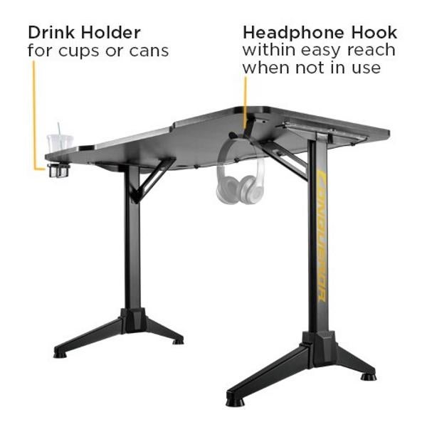 Game bureau Thomas - computertafel - computerbureaU, Zwart, 120 cm, Spaanplaat of MDF, Nieuw