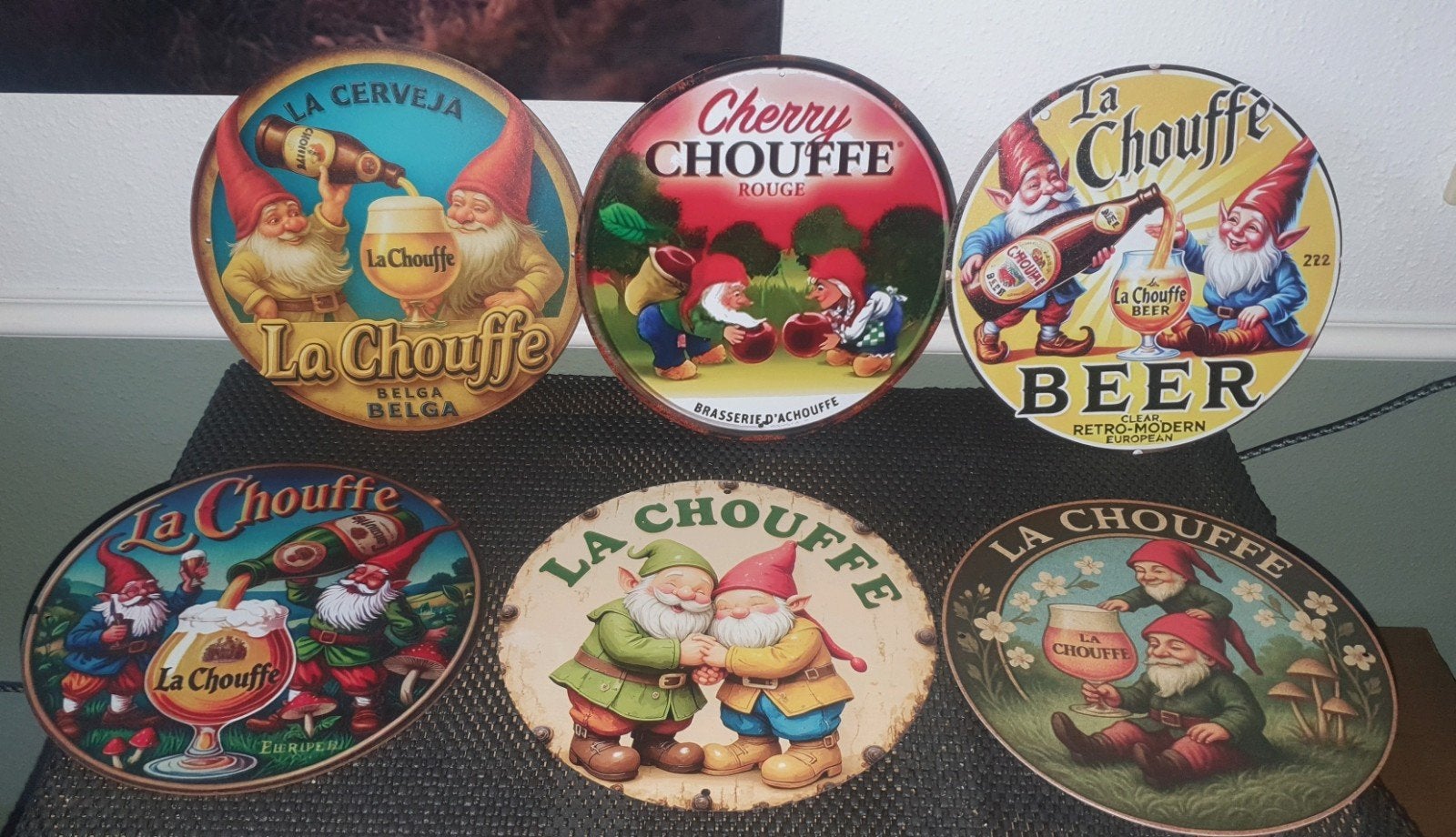 6 La Chouffe wandborden voor man cave, bar of kroeg, Ophalen of Verzenden, Nieuw, Reclamebord, Plaat of Schild, Overige merken