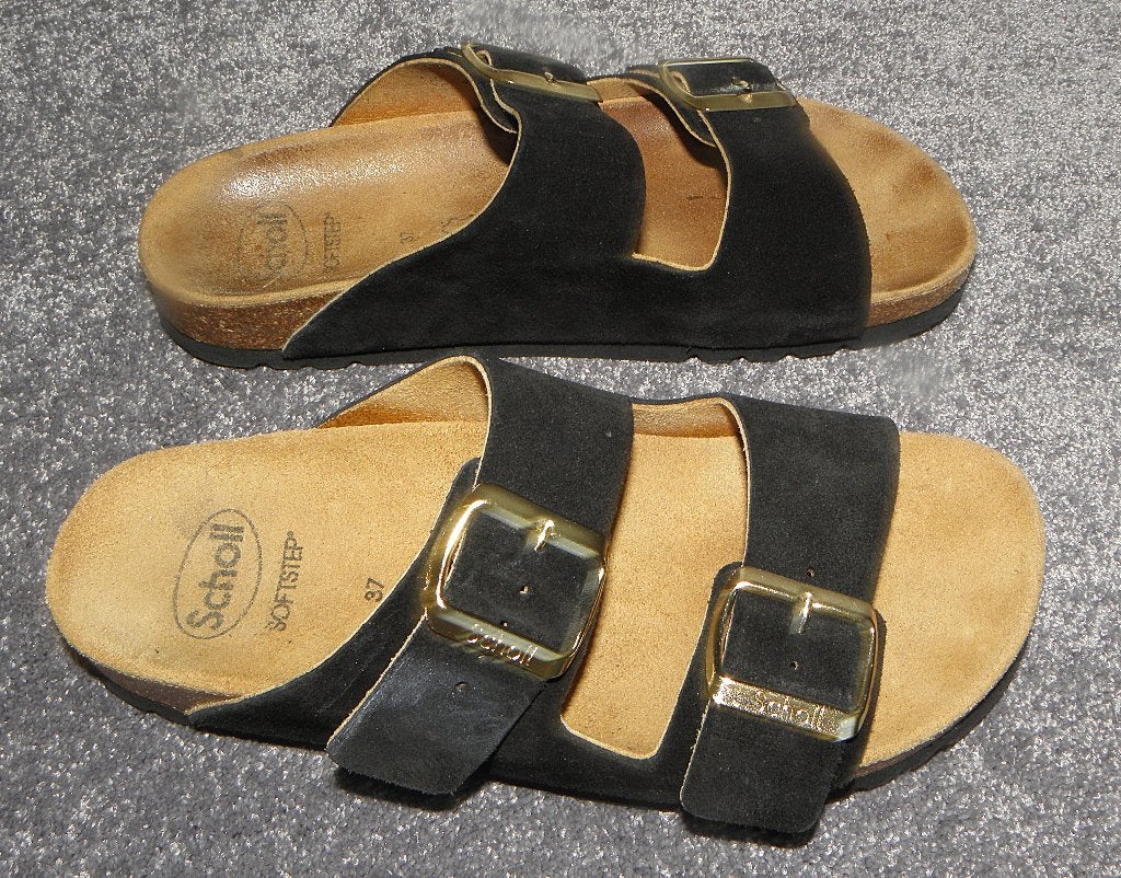 Zwarte Scholl slippers/sandalen maat 37, Scholl, Zwart, Zo goed als nieuw, Sandalen of Muiltjes