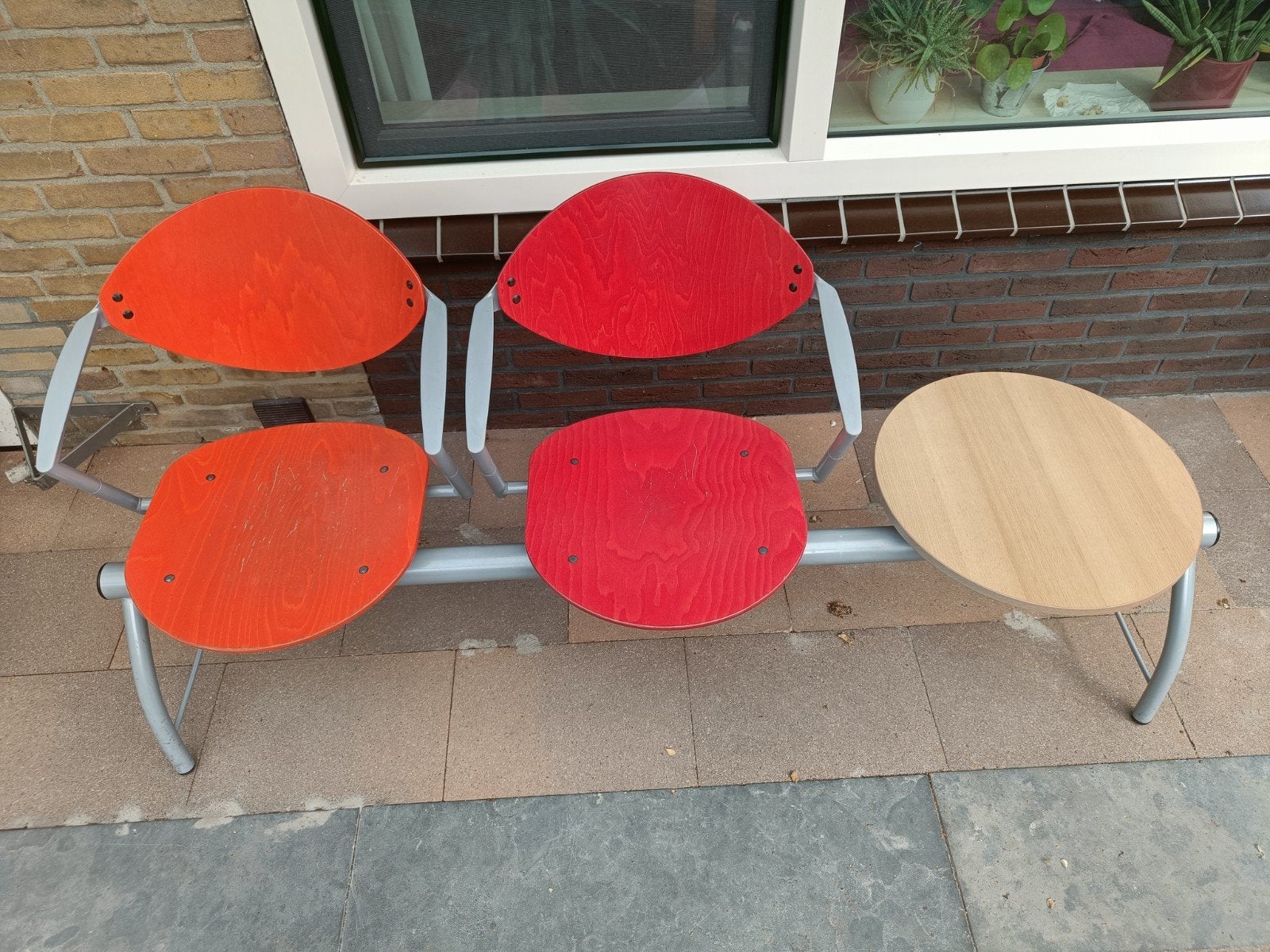 wachtkamerbank set, Ophalen, Gebruikt, Hout, Vijf, Zes of meer stoelen