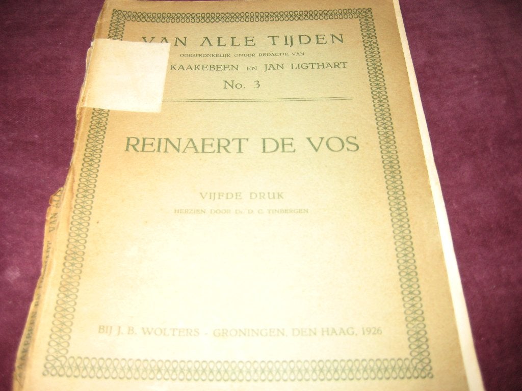 Oud boek voor letterkundevan Reinaert de Vos, Antiek en Kunst, Ophalen of Verzenden