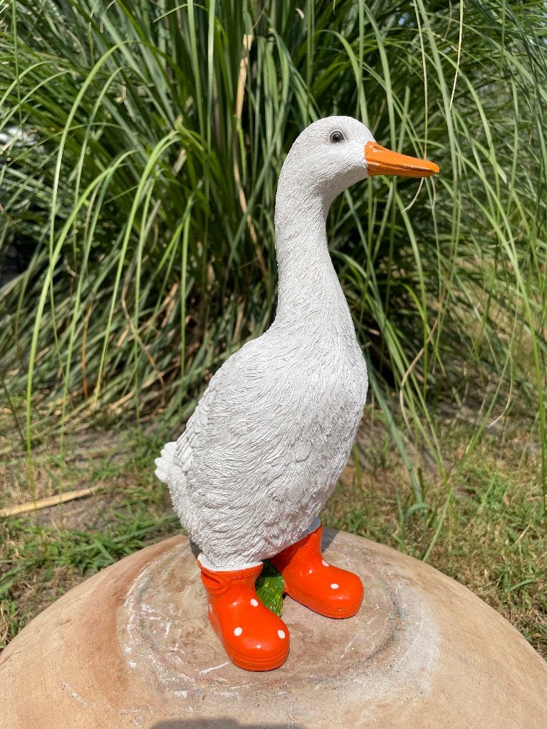 Gans laarsjes oranje, tuin, vijver, kado 30cm, Ophalen of Verzenden, Nieuw, Kunststof, Dierenbeeld