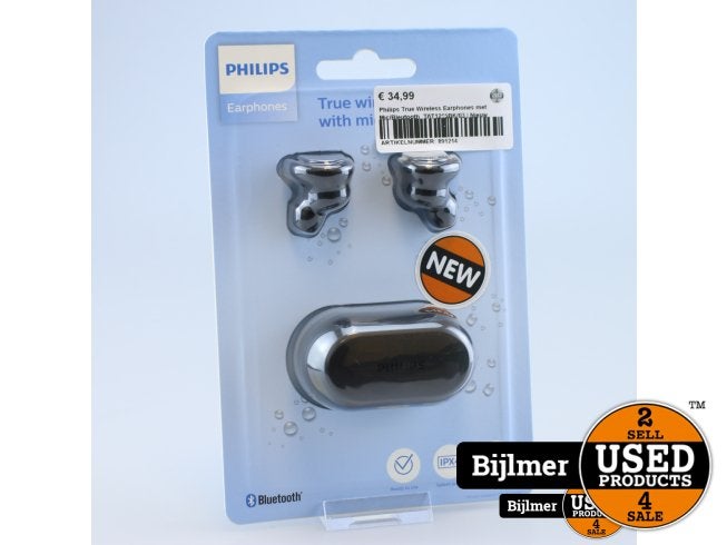 Philips True Wireless Earphones met Mic/Bleutooth  TAT1215BK