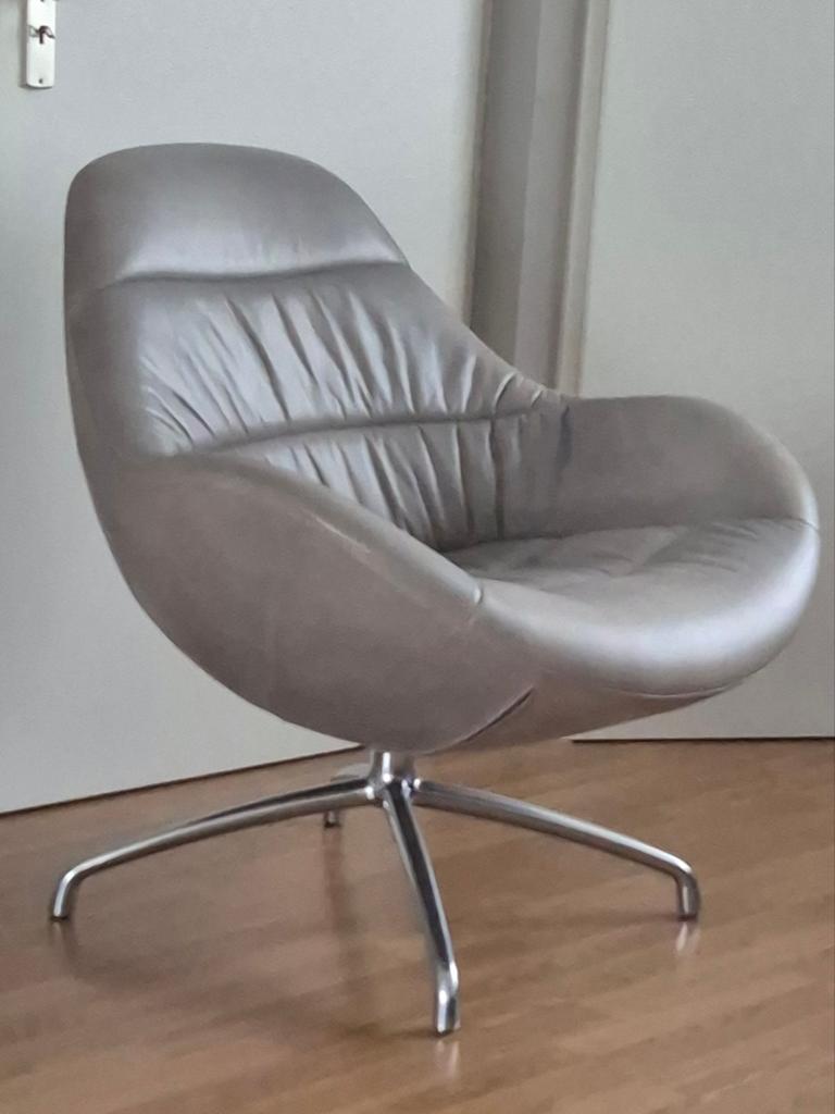 Design On Stock Nylo draai fauteuil in loxton Leer grijs, Huis en Inrichting, Fauteuils, 75 tot 100 cm, Ophalen of Verzenden, Zo goed als nieuw