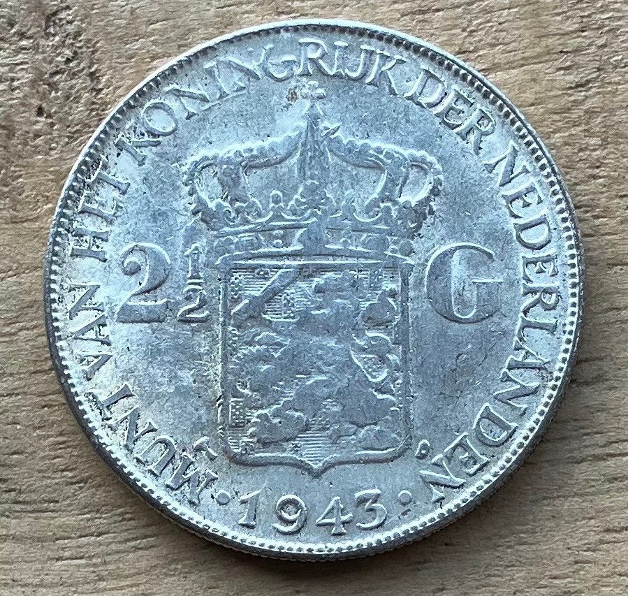 2,5 gulden 1943 Wilhelmina, Ophalen, Koningin Wilhelmina, 2½ gulden, Losse munt