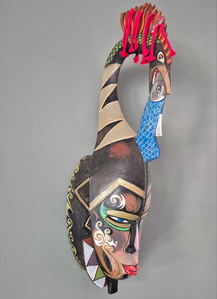 Kleurrijk afrikaans masker 69 CM, Ophalen of Verzenden