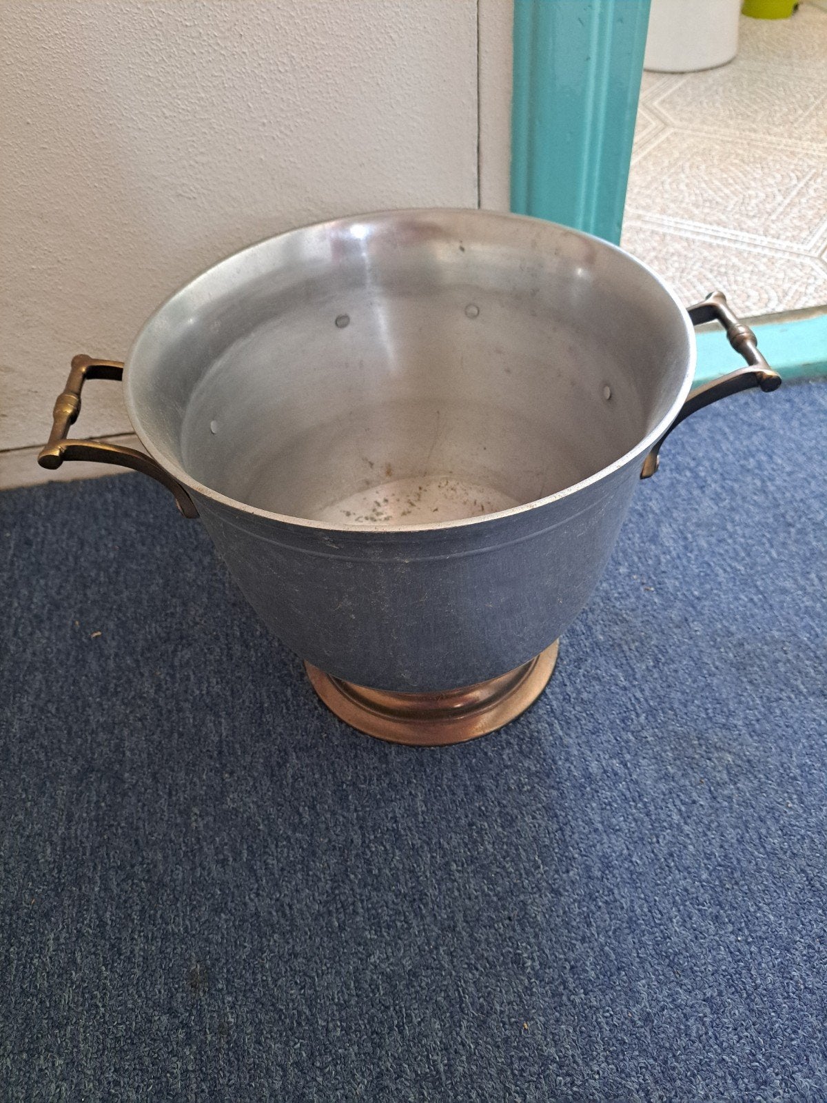 Vintage aluminium ijsemmer met koperen handvatten, Ophalen of Verzenden