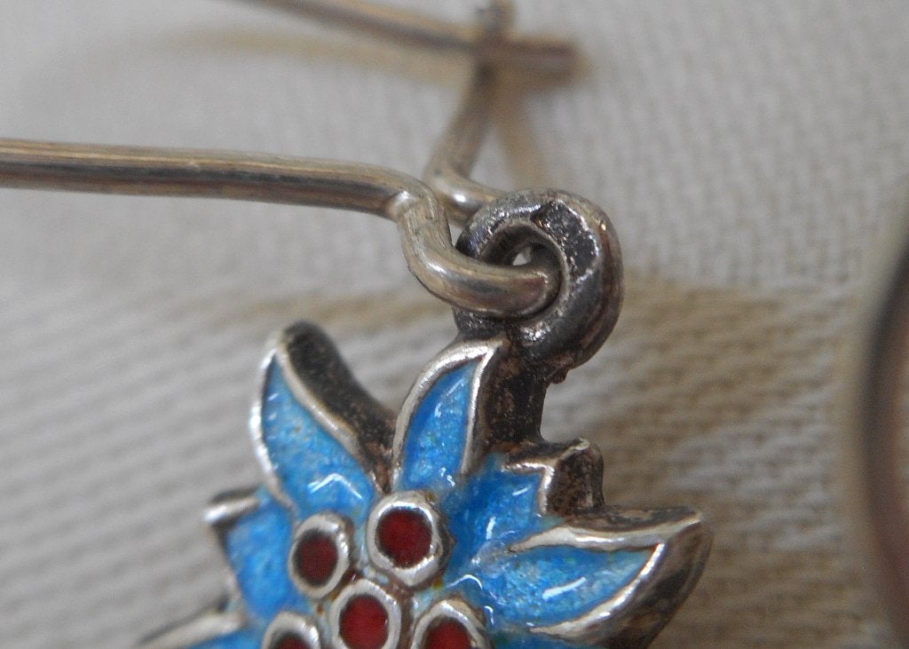 Zilveren vintage oorbellen edelweiss nr.1496, Hangers, Verzenden, Zo goed als nieuw, Zilver