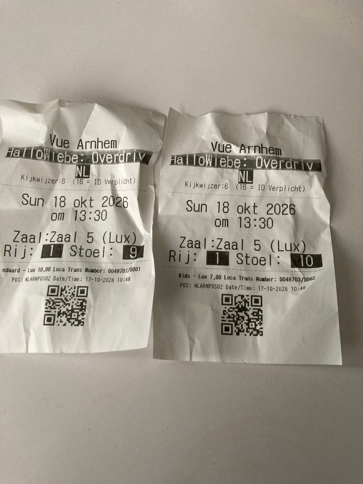 Bioscoop kaartje, Tickets en Kaartjes, Twee personen, Vrijkaartje specifieke film