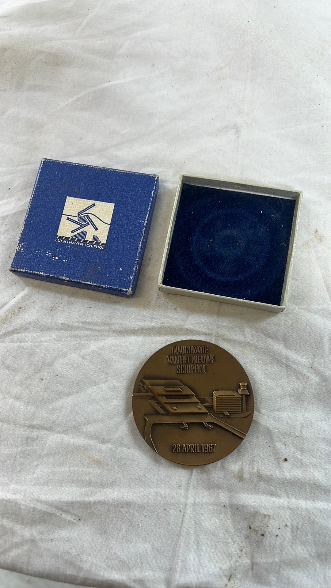 Penning inauguratie schiphol 1967, Postzegels en Munten, Ophalen of Verzenden, Brons, Nederland