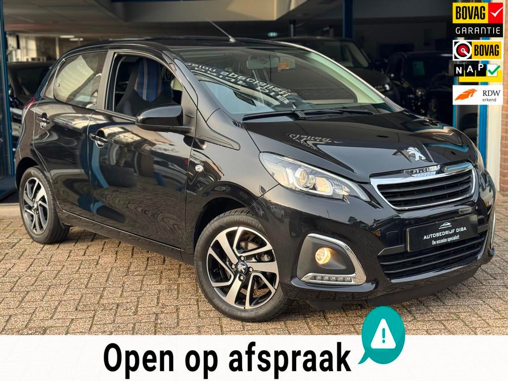 Peugeot 108 1.0 e-VTi Allure 2019 Zwart NAVI CLIMA LM NAP!, Stof, Gebruikt, 4 stoelen, Zwart
