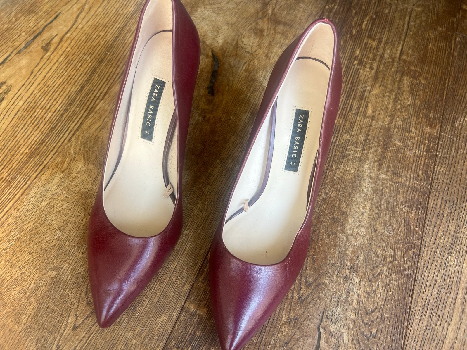 Zara lederen hakken - Bordeauxrood, Ophalen, Pumps, Gedragen, Rood