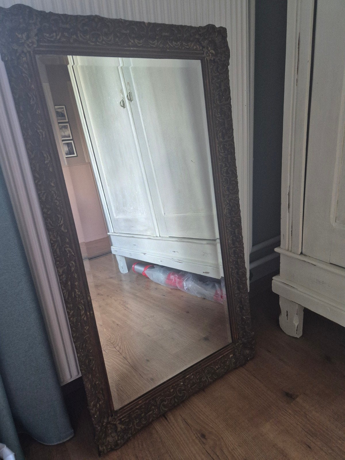 Oude goudkleurige lijst met facet spiegel, Ophalen, Gebruikt, Rechthoekig, Minder dan 100 cm