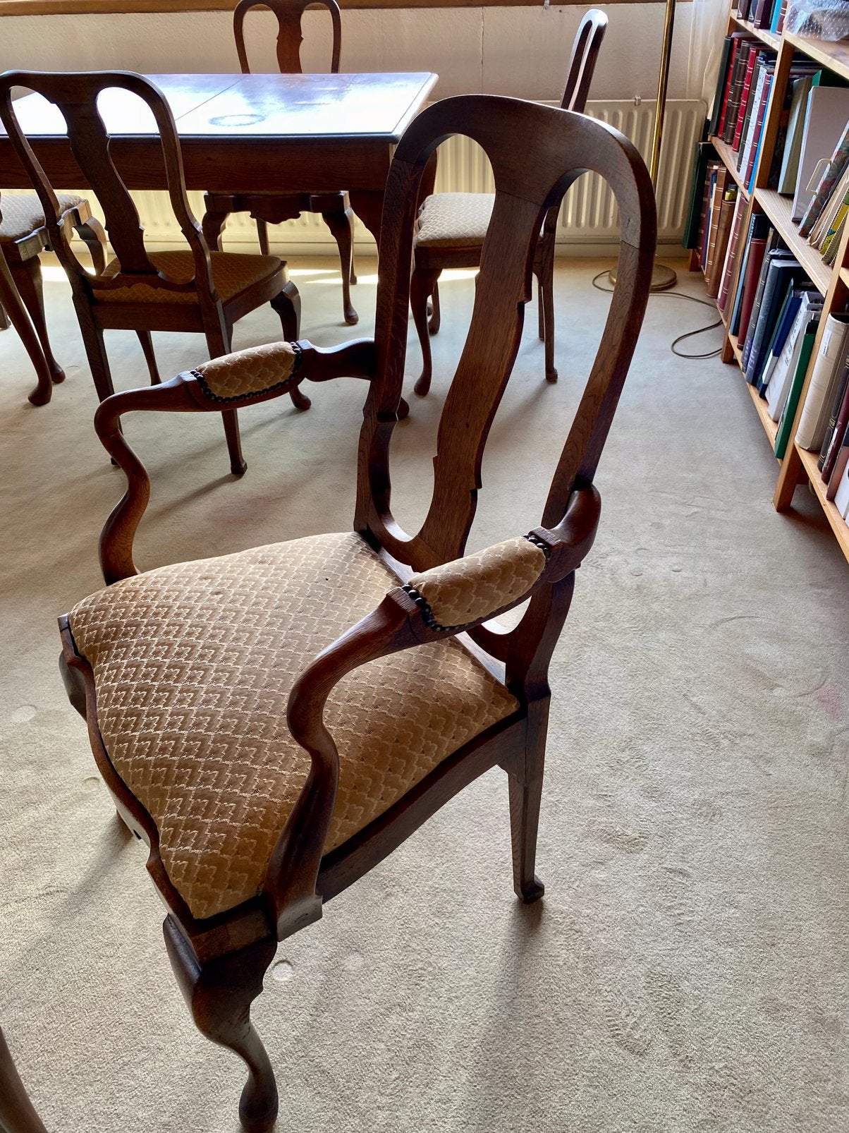 Queen Ann stijl eettafel, salon tafel en 6 stoelen, Ophalen