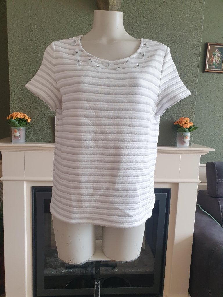 Taifun mooie licht grijs witte truitje 44 L, Verzenden, Maat 42/44 (L), Zo goed als nieuw, Taifun