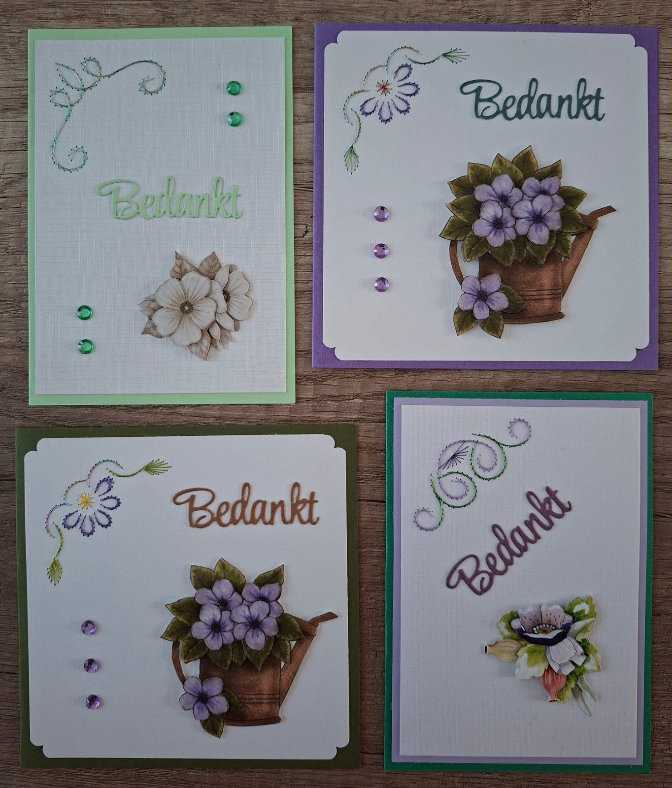 4 Geborduurde 3D Bedankt Wenskaarten, Ophalen In Gemert, Ophalen, Nieuw, Overige thema's