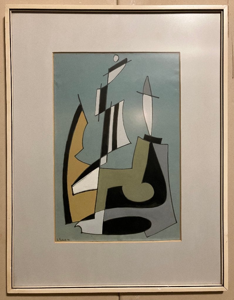 Gouache zeilboot van John ter Reehorst, Antiek en Kunst, Ophalen, Origineel werk, Abstract, Papier