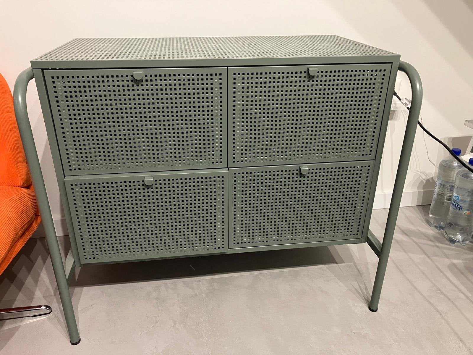 Ikea Nikkeby ladekast groen metaal, Ophalen, 5 laden of meer, 50 tot 100 cm, Zo goed als nieuw
