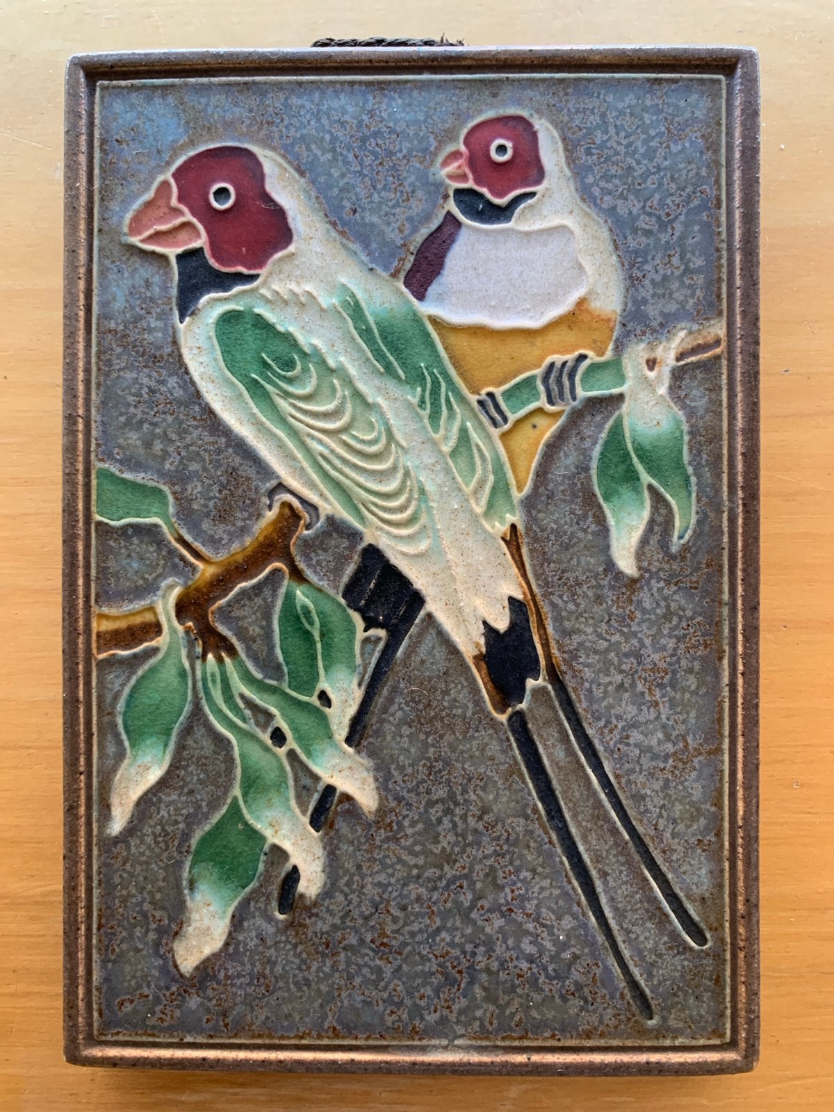 Vintage Westraven cloisonné tegel met vogels, Ophalen of Verzenden