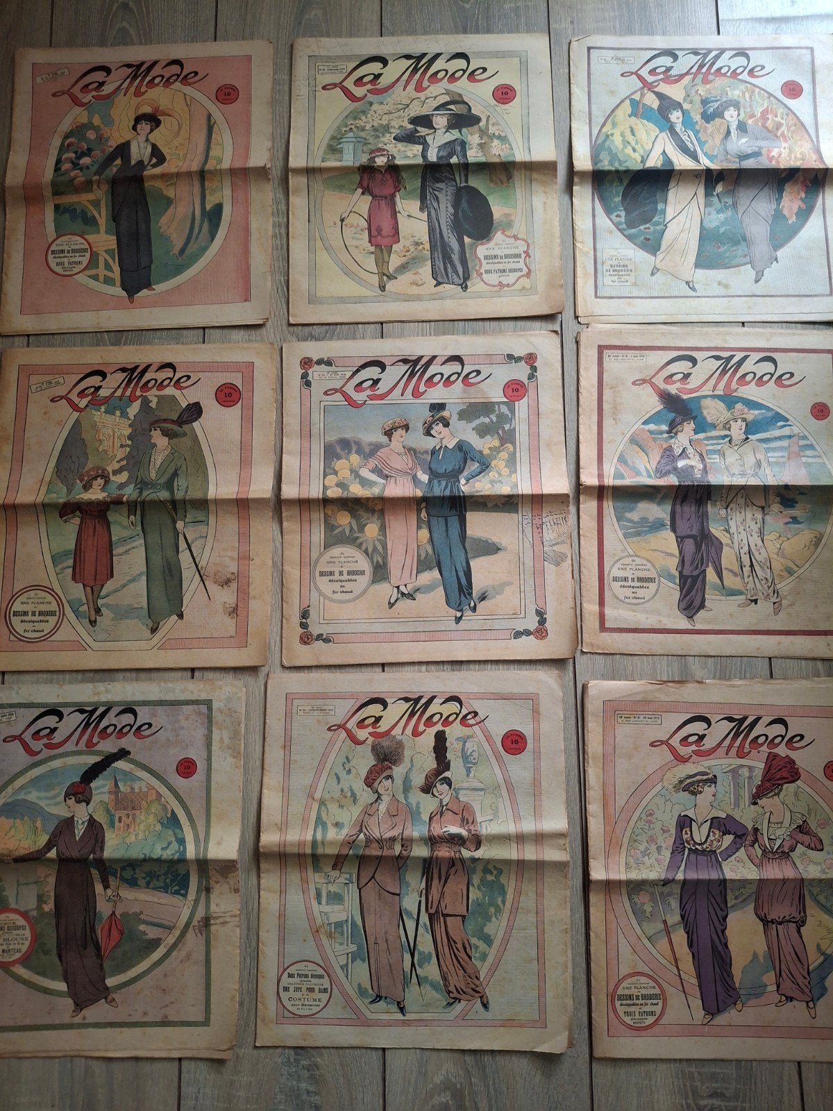 24 Antieke Franse La Mode Tijdschriften Vintage uit 1913, Ophalen of Verzenden, Gelezen, Mode algemeen