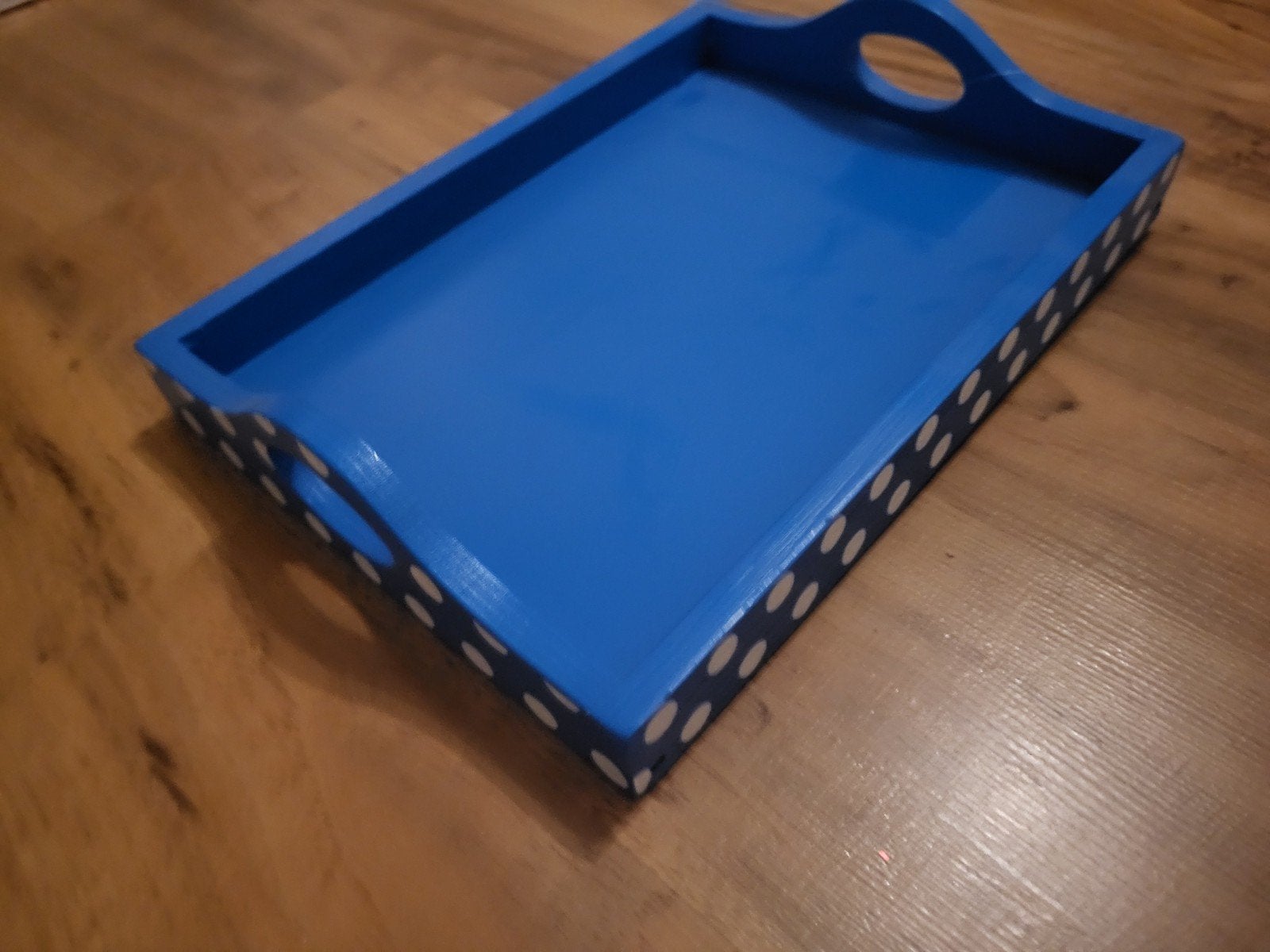 Blauw kinder dienblad met stippen - 26x19 cm, Kinderen en Baby's, Speelgoed | Houten speelgoed, Ophalen of Verzenden, Nieuw, Overige typen