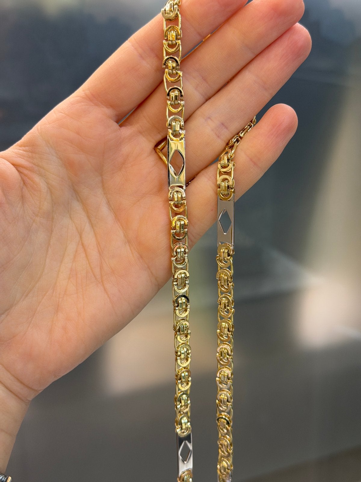 14KT Goud - 42.5 Gram - Ketting -PLATTE KONING -Herenketting, Sieraden, Tassen en Uiterlijk, Kettingen, Ophalen, Nieuw, Goud