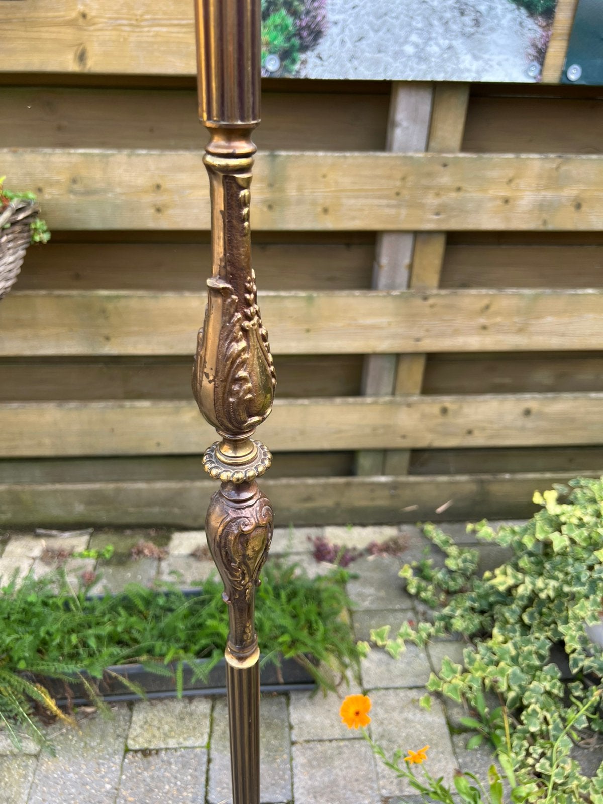 Brocante vloerlamp autentieke staande lamp messing brons, Huis en Inrichting, Ophalen of Verzenden, Zo goed als nieuw, 150 tot 200 cm
