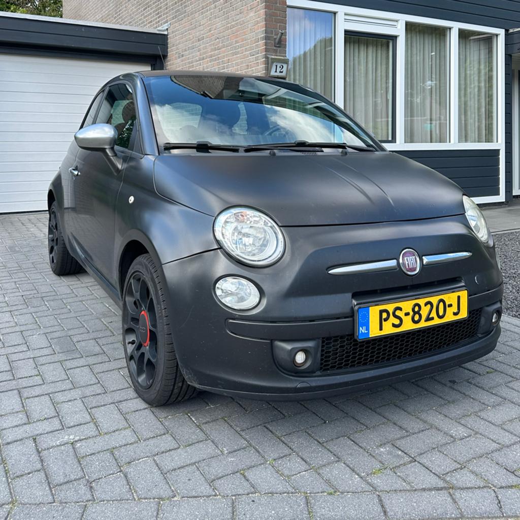 Fiat 500 1.2 | 2012 | 119.000 km | Mat Zwart, Auto's, Voorwielaandrijving, 1242 cc, 4 cilinders, 840 kg